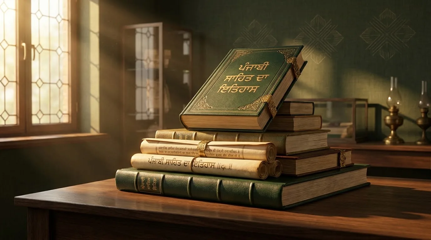 A composed still-life evoking Panjab's literary heritage